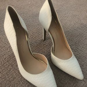 Jessica Simpson white heels